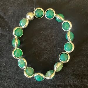 NWT Brett Lauren Silver Bezel Bracelet with 3/8”  Jade Gemstones